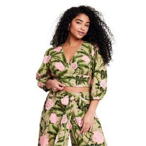 Agua Bendita x Target Women's Large Peony Print Tie Wrap Top - Size Large